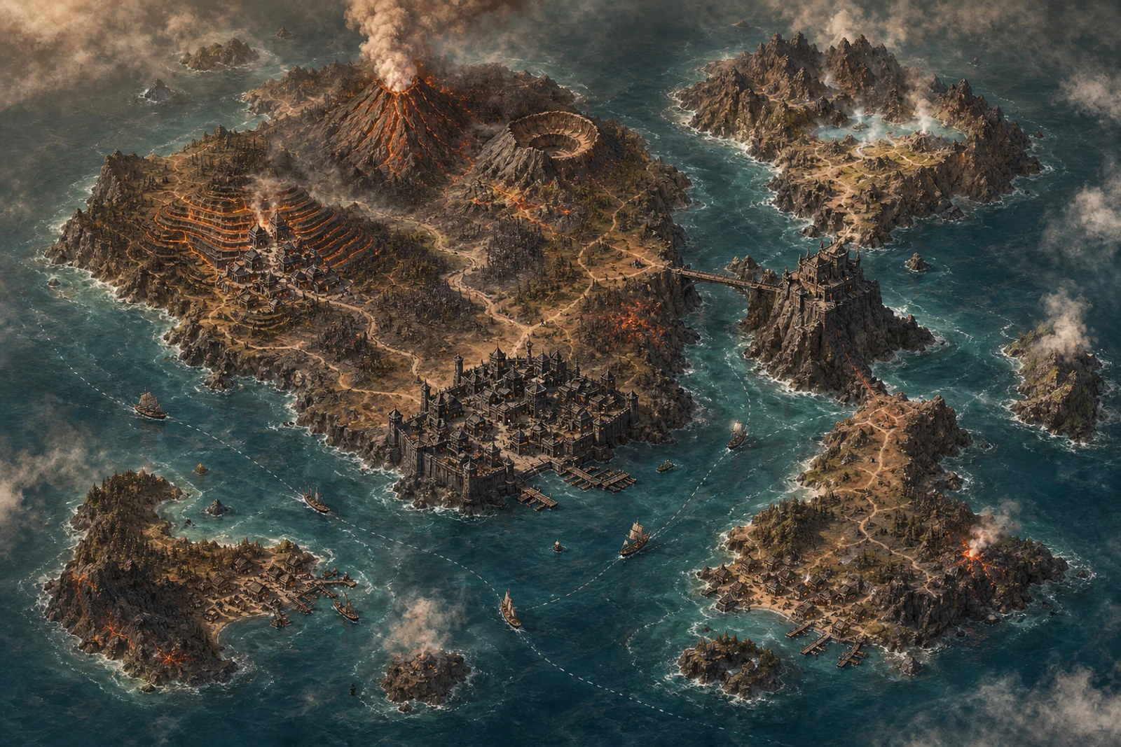Illustrated fantasy region map representing a shared virtual tabletop world